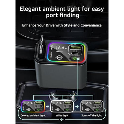 Retractable Car Charger: PDMAX 4 in 1 USB C 145W Type C Car – Packaging