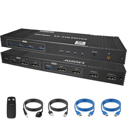 KVM Switch: DisplayPort KVM Switch 2 Monitors 2 Computers – Front View