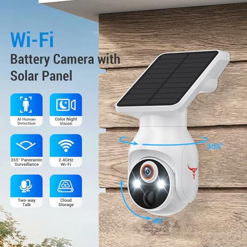 WiFi 1080p Security Camera: Wireless with Solar Panel – Side View