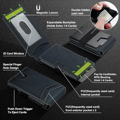 furid Smart Wallet For Men Slim Minimalist: Metal Pop Up – Side View