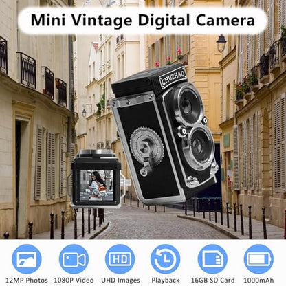 Camera Chuzhao: CHUZHAO Vintage Mini Digital Camera 1080p – Front View