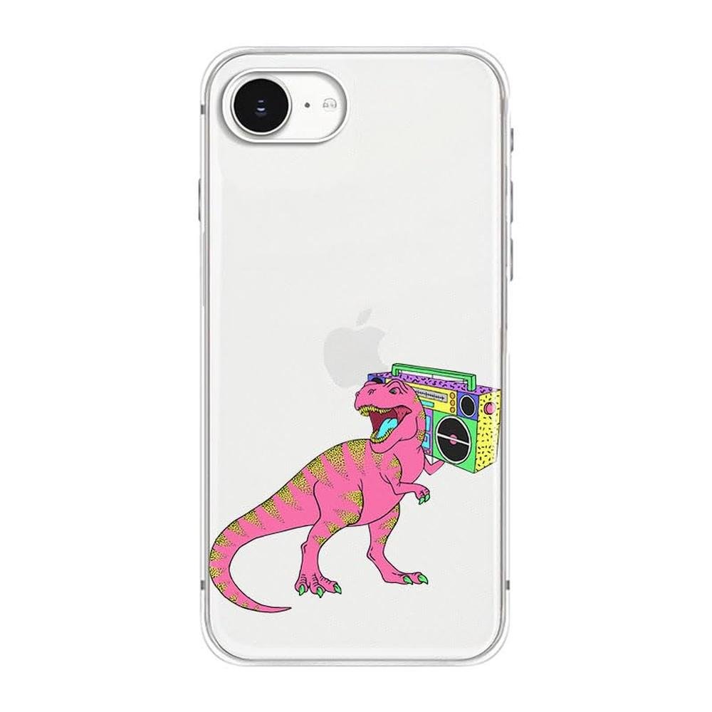 Case Retro: Blingy S for iPhone 16e Hippie Retro Dinosaur – Front View