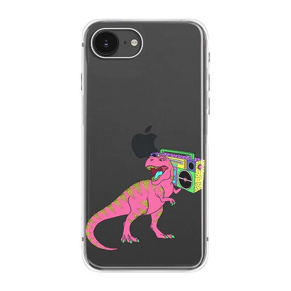 Case Retro: Blingy S for iPhone 16e Hippie Retro Dinosaur – Side View
