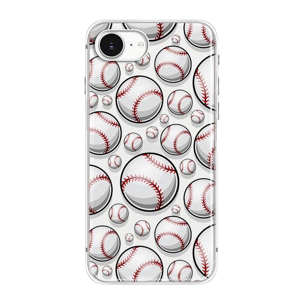 Case Baseball: Blingy iPhone 16e Transparent Soft TPU – Front View