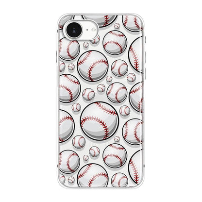 Case Baseball: Blingy iPhone 16e Transparent Soft TPU – Front View