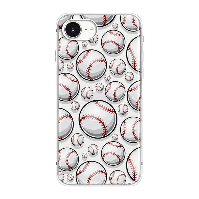 Case Baseball: Blingy iPhone 16e Transparent Soft TPU – Front View