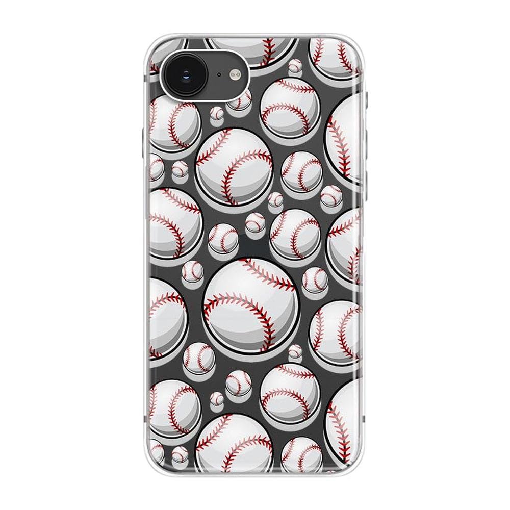 Case Baseball: Blingy iPhone 16e Transparent Soft TPU – Side View