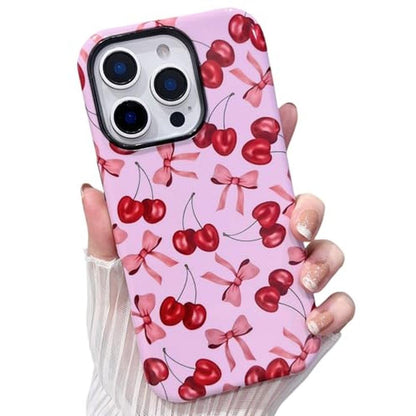 Case iPhone 14 Pro: MINSCOSE Cherry Print Phone Case – Front View