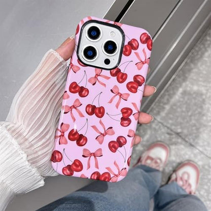 Case iPhone 14 Pro: MINSCOSE Cherry Print Phone Case – Close-up Detail