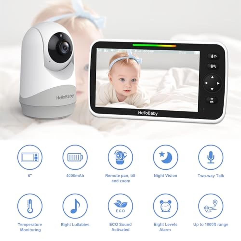HelloBaby 6IPS: Large Screen Video Baby Monitor with – Side View