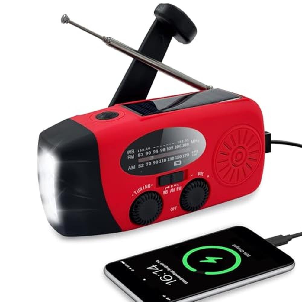 Emergency Radio: NOAA Weather Alert Radio with 2000mAh – Front View