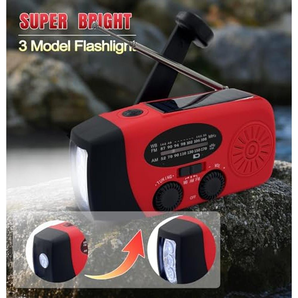 Emergency Radio: NOAA Weather Alert Radio with 2000mAh – Side View