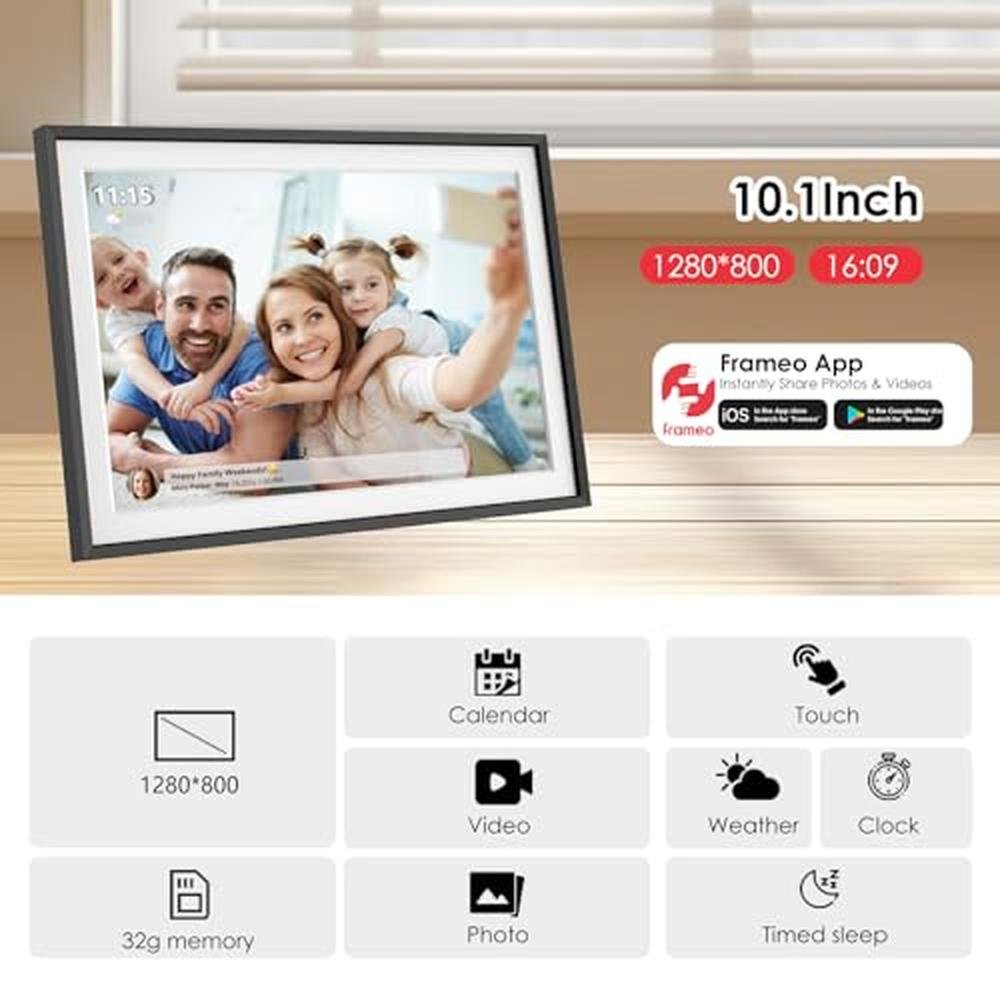 Digital Frame: Frameo 10-Inch 1280x800 HD IPS Touch Screen – In Use