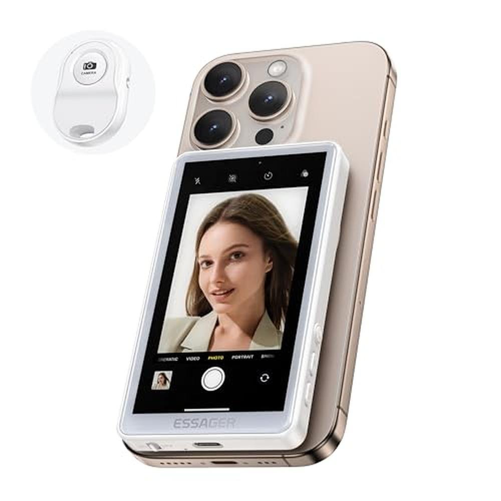 Vlog Selfie: ESSGAER Magnetic Phone Monitor Screen – Front View