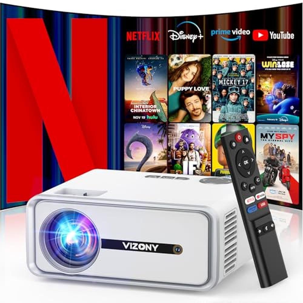 Projector Netflix: VIZONY Native 1080P Smart Projector with – Front View