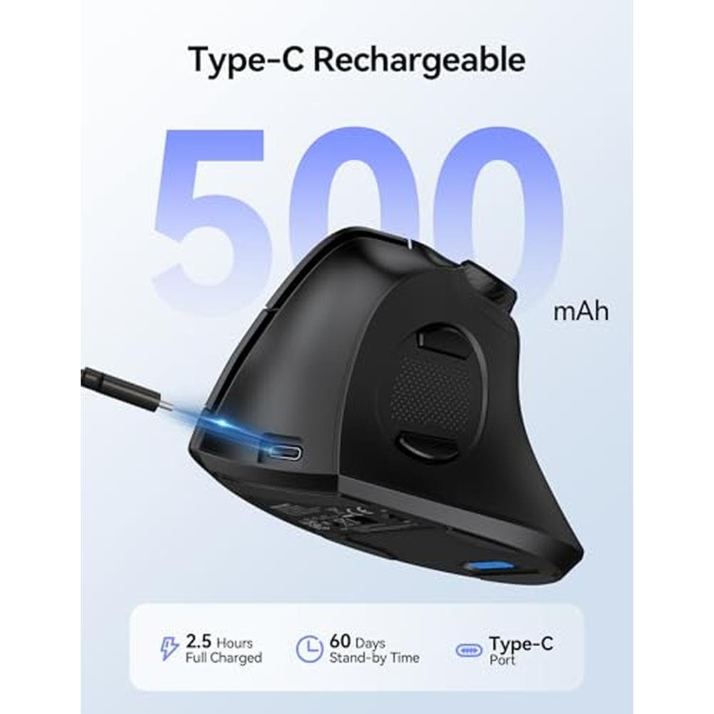 TECKNET Ergonomic Mouse: Rechargeable Wireless Bluetooth – In Use