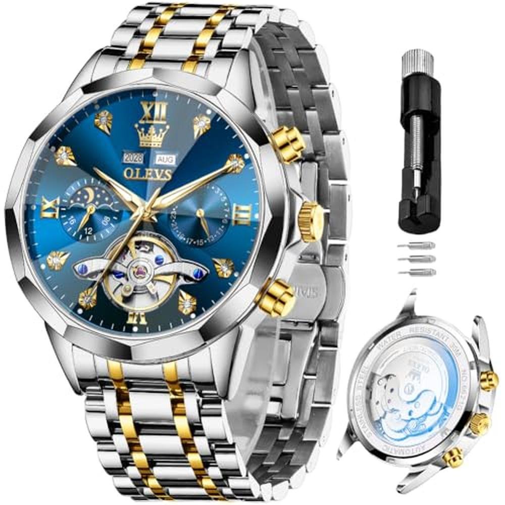 OLEVS Skeleton Men Watches Automatic Business Luxury – Front View