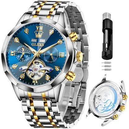 OLEVS Skeleton Men Watches Automatic Business Luxury – Front View