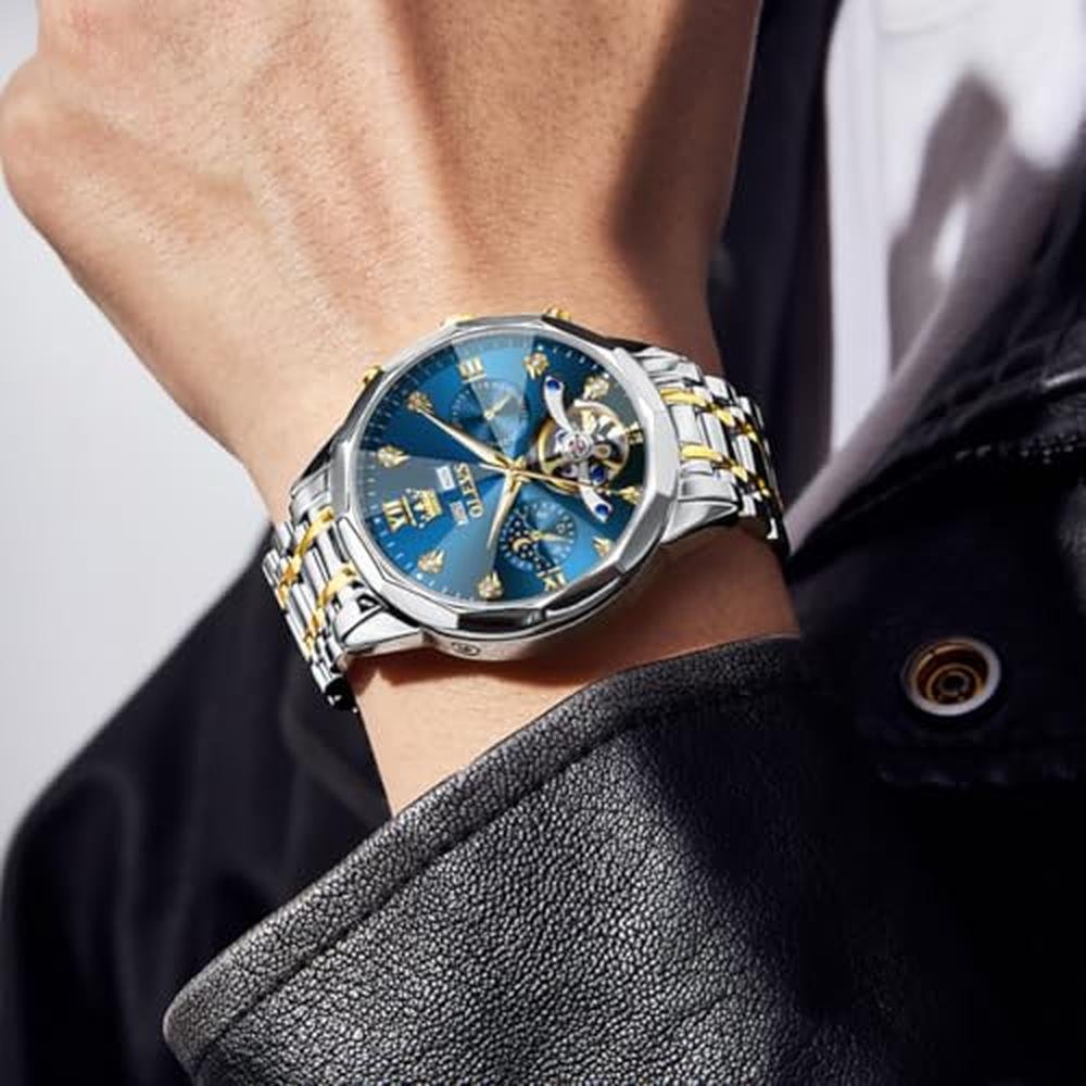 OLEVS Skeleton Men Watches Automatic Business Luxury – Side View