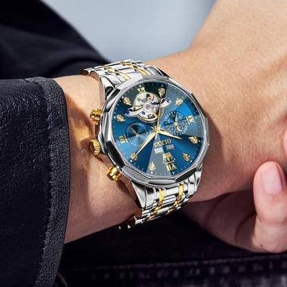 OLEVS Skeleton Men Watches Automatic Business Luxury – Close-up Detail