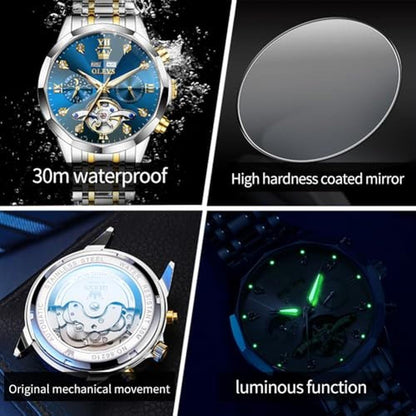OLEVS Skeleton Men Watches Automatic Business Luxury – In Use