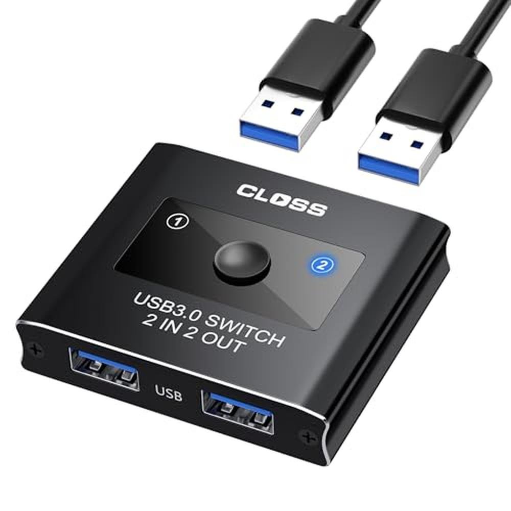 USB 3.0 Switch 2 in 2 Out: CLOSS KVM Switch Selector – Front View