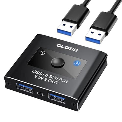 USB 3.0 Switch 2 in 2 Out: CLOSS KVM Switch Selector – Front View