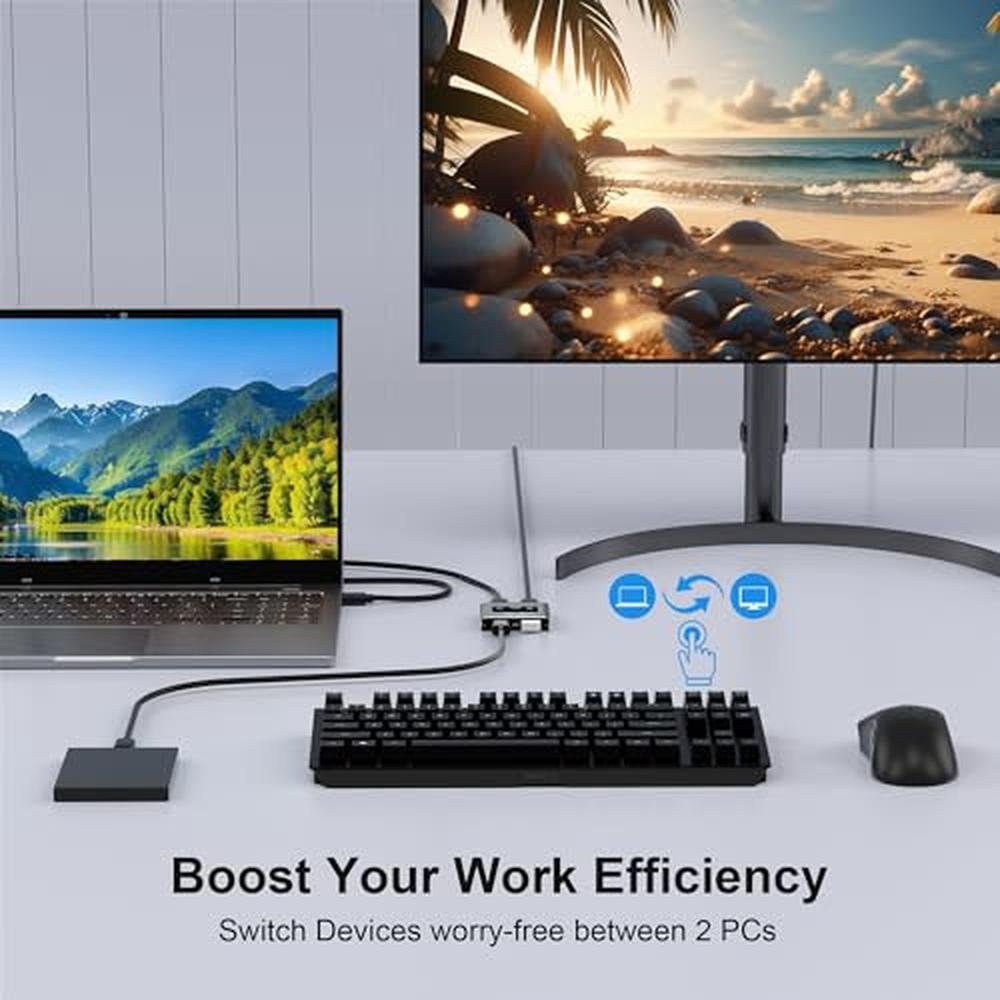 USB 3.0 Switch 2 in 2 Out: CLOSS KVM Switch Selector – Side View