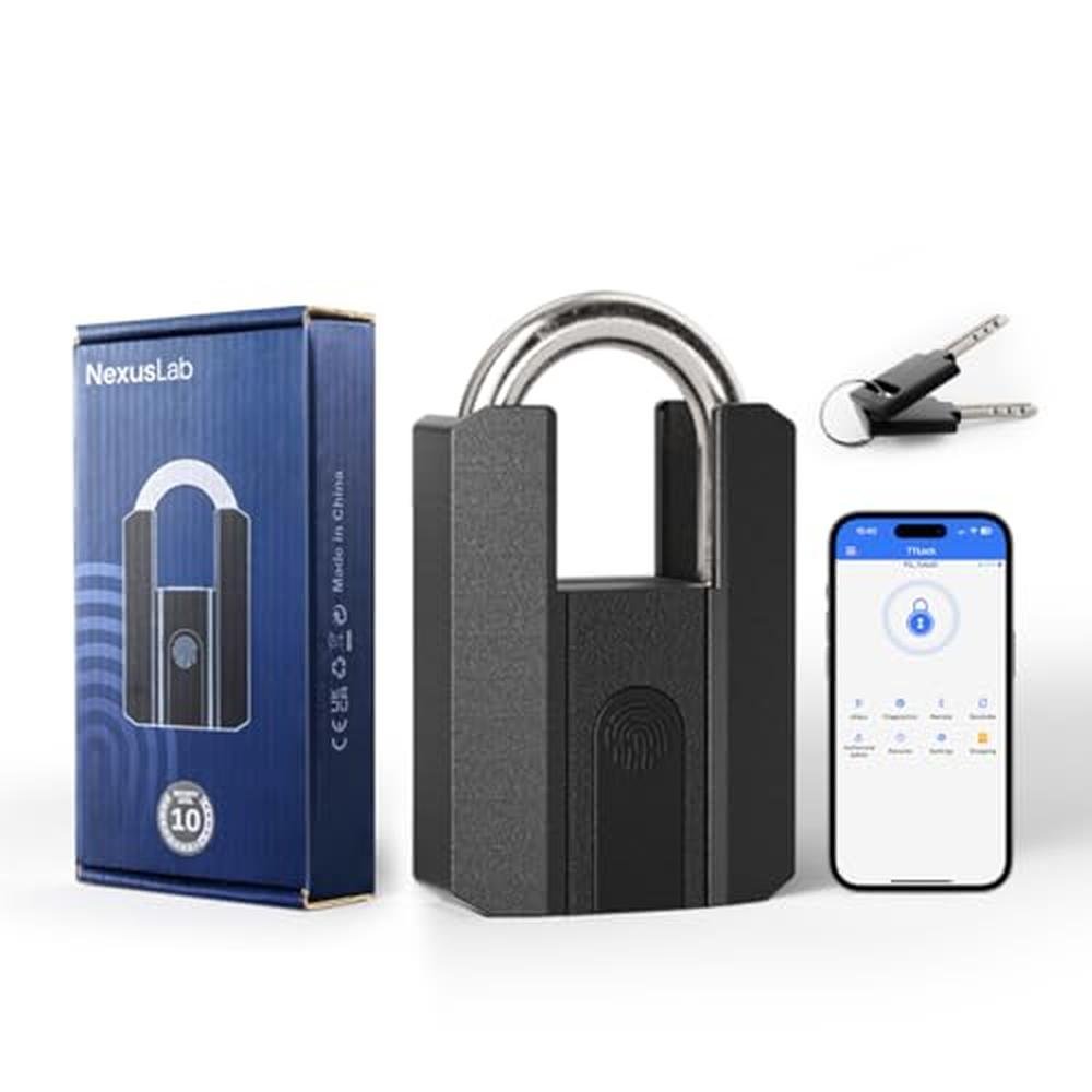 Premium Gate Locks: NexusLab Heavy Duty Fingerprint Padlock – Front View