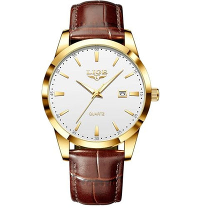 Men Analog Watch: LIGE Waterproof Analog Dress Vintage – Front View