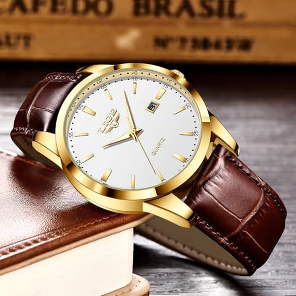 Men Analog Watch: LIGE Waterproof Analog Dress Vintage – Packaging