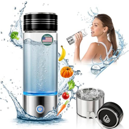 Hydrogen Water: SignZap 15oz Rechargeable Glass Hydrogen – Side View