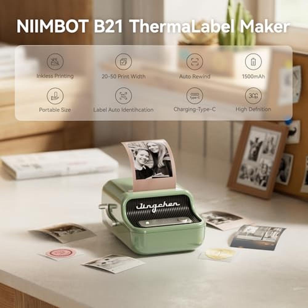 Sticker Printer: NIIMBOT B21 Pro 300DPI Portable Inkless – Side View
