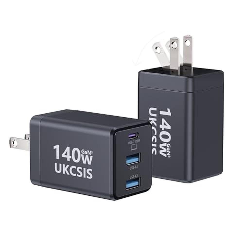 Charger 2Pack: UKCSIS 140W USB-C Fast Charger Foldable – Front View