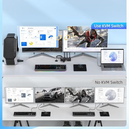 Switch Computers: HDMI KVM Switch 2 Monitors 2 Computers 8K – Side View
