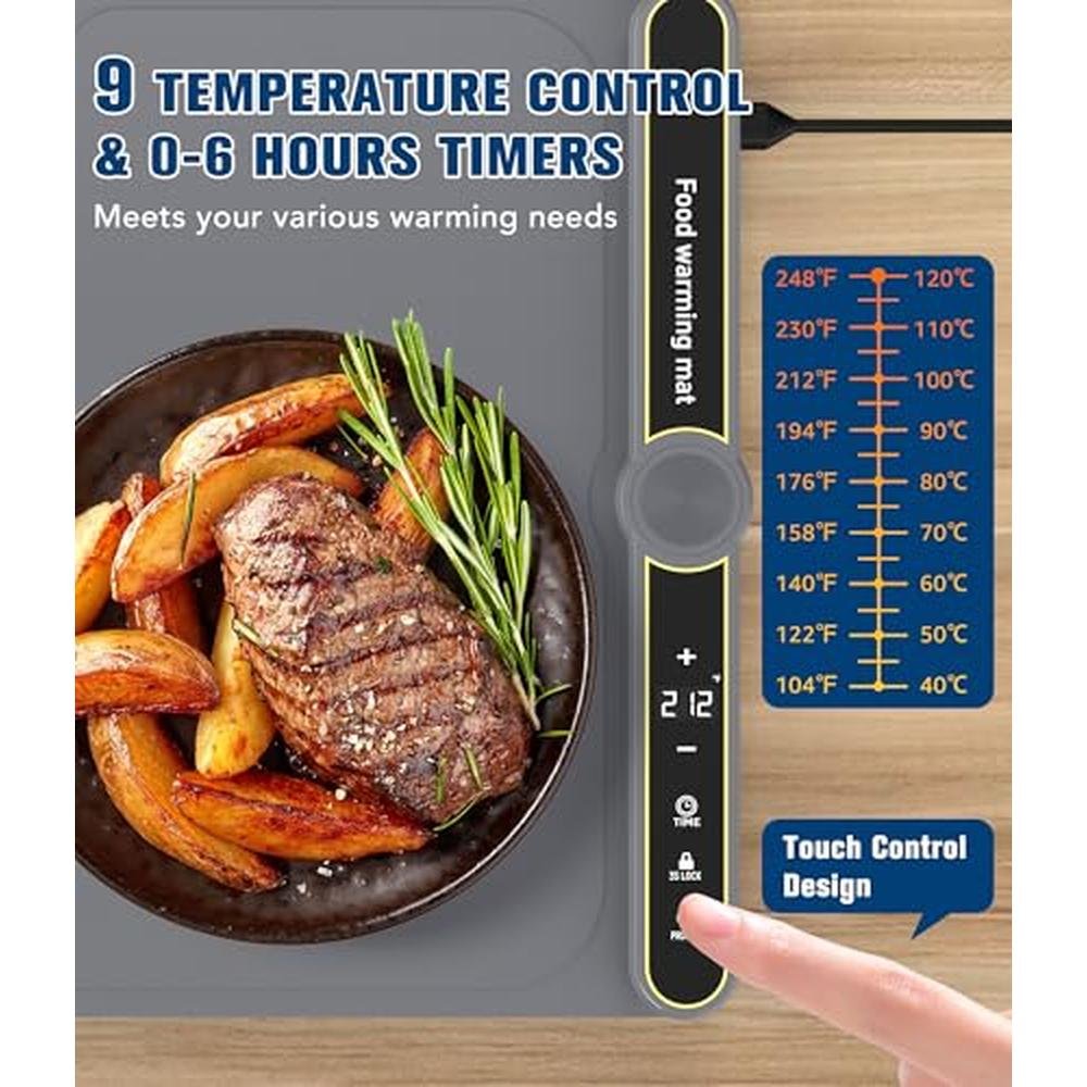 Food Warming Mat: Rapid Heating Electric Warming Tray with – Side View