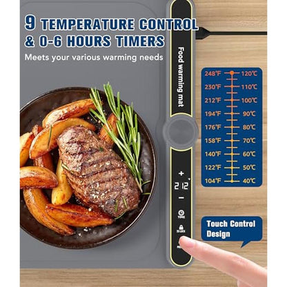 Food Warming Mat: Rapid Heating Electric Warming Tray with – Side View