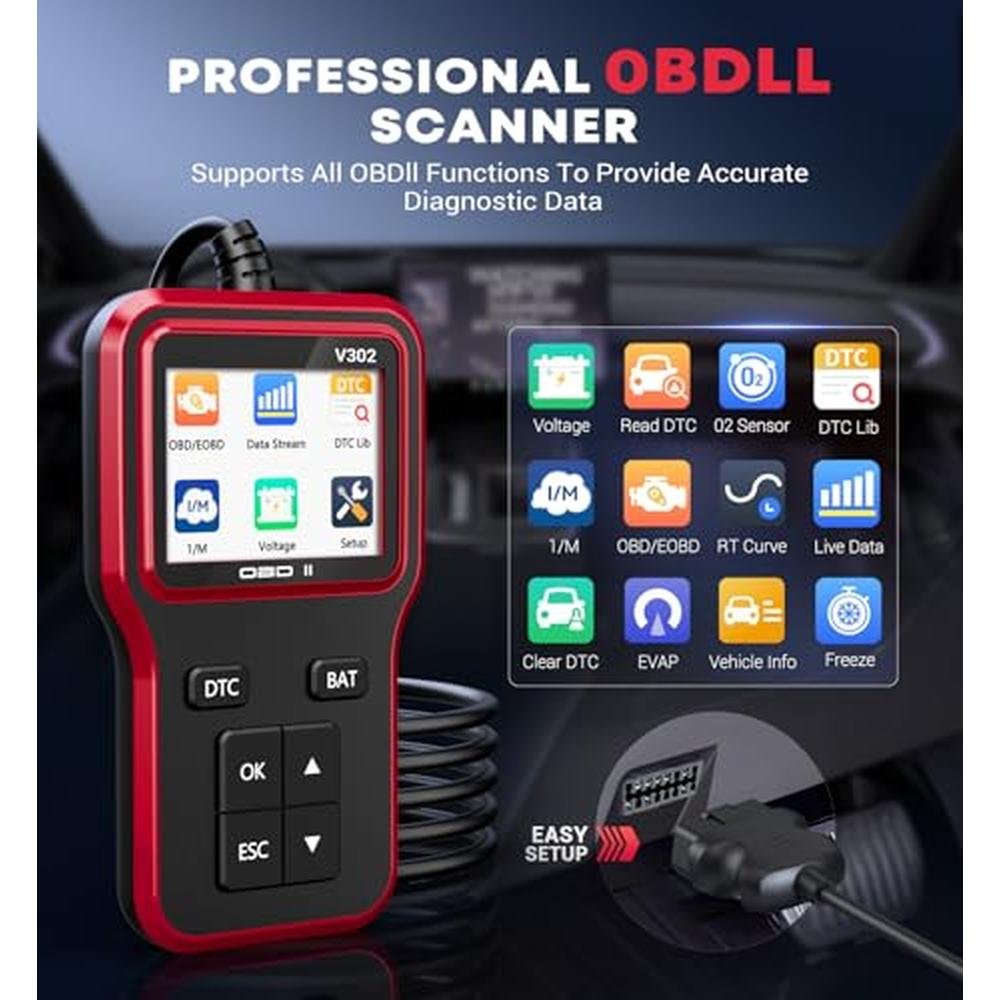 Obd2 Scanner with Battery Tester Enhanced fixd car – Side View