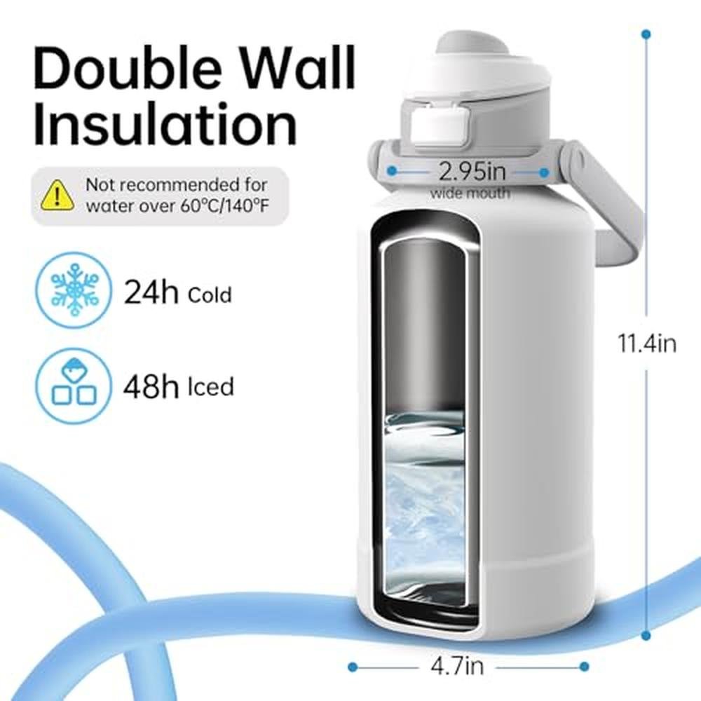 64oz Insulated Water Bottle: Stainless Steel Vacuum Flask – Close-up Detail