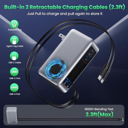 120W USB C Charger Block: 4-in-1 GaN IV Foldable Plug – Side View