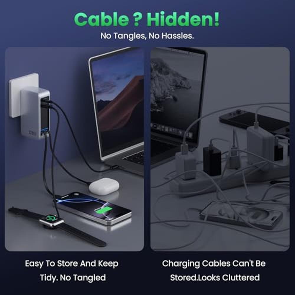120W USB C Charger Block: 4-in-1 GaN IV Foldable Plug – Packaging