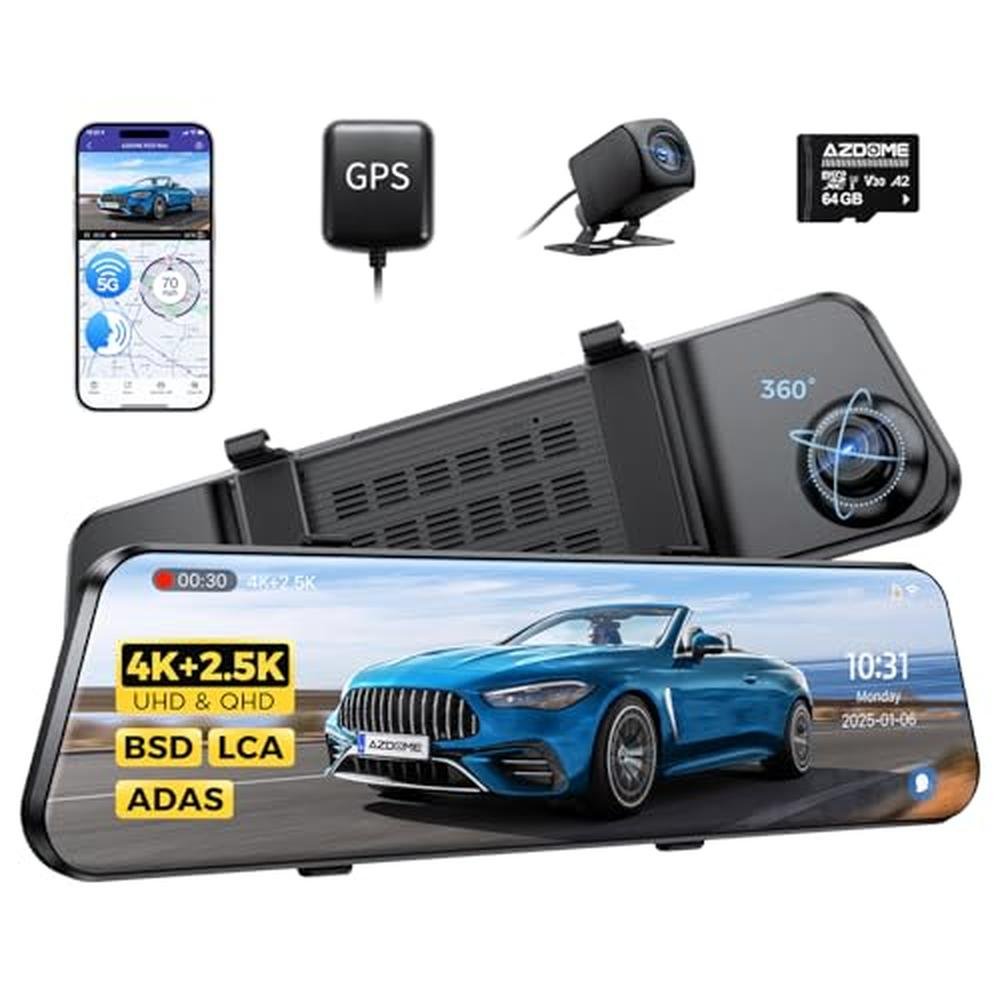 Mirror Camera: AZDOME PG17 Max 4K+2.5K Rear View Mirror – Front View