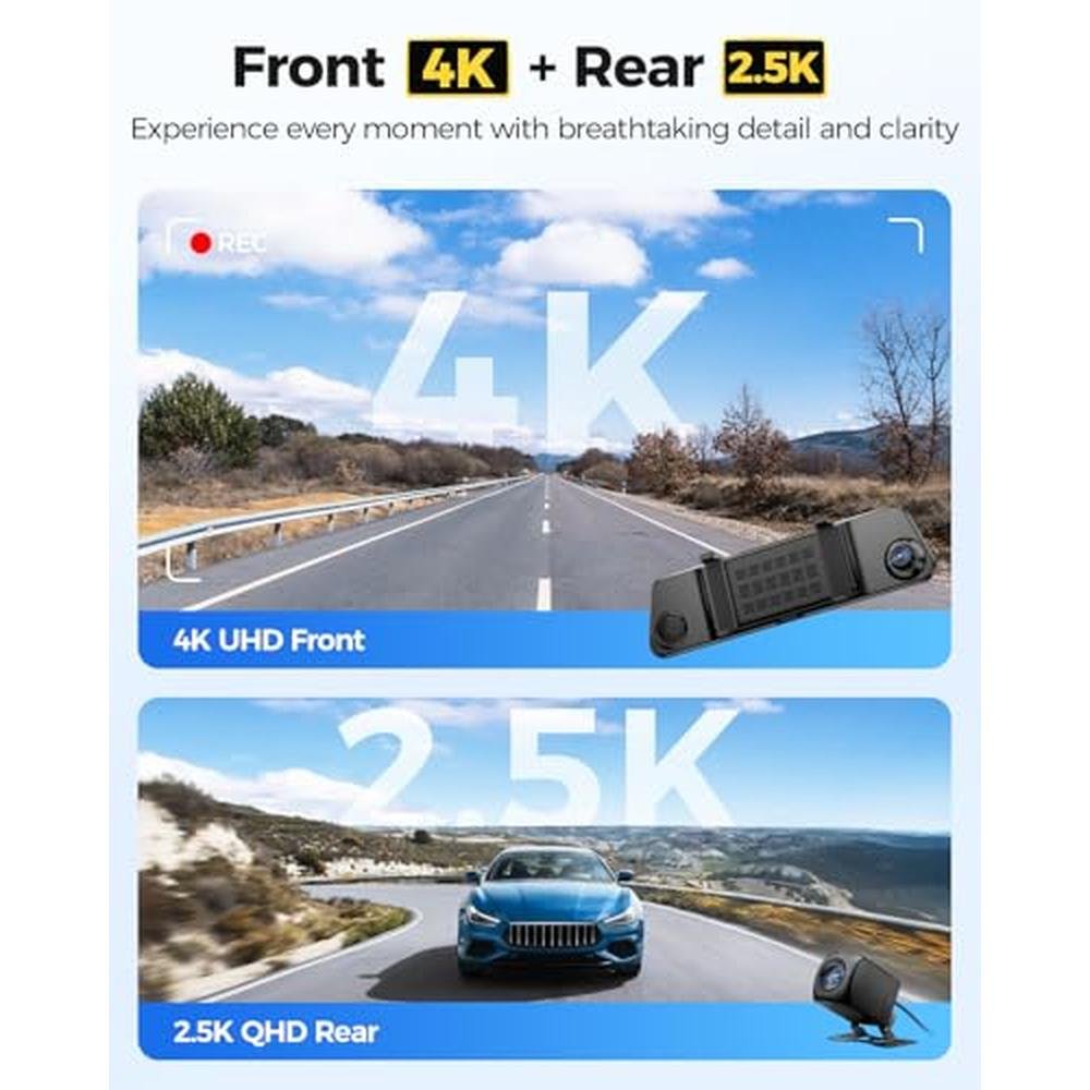 Mirror Camera: AZDOME PG17 Max 4K+2.5K Rear View Mirror – Side View