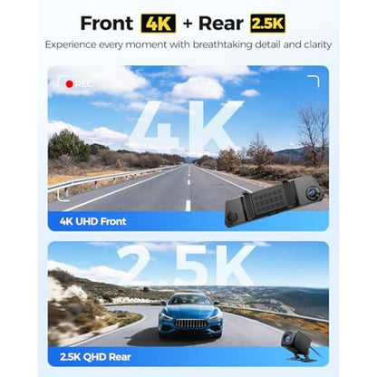 Mirror Camera: AZDOME PG17 Max 4K+2.5K Rear View Mirror – Side View