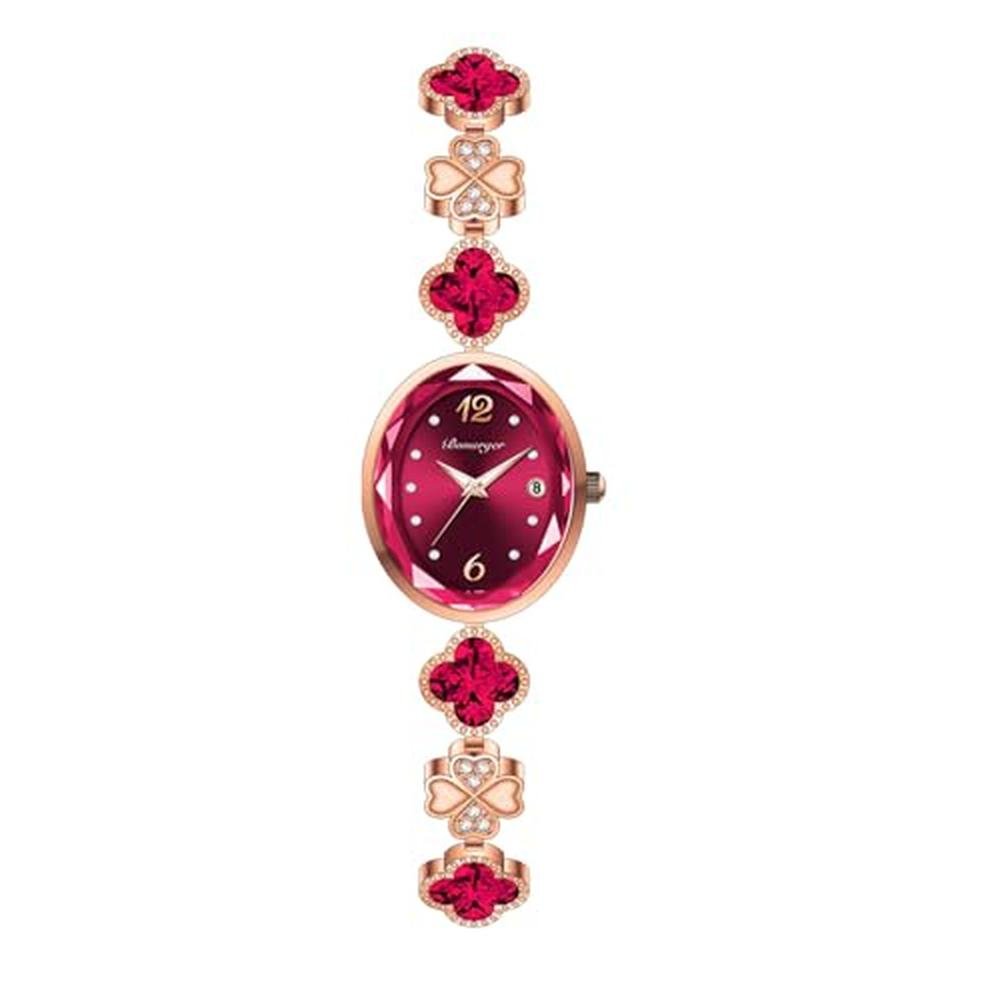 Gosasa Stylish Women's Bracelet Petal Oval Quartz Watch – Front View