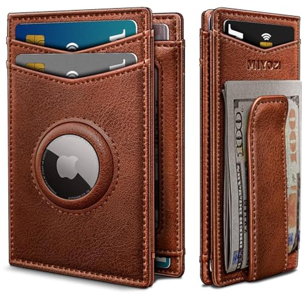 miyozi Airtag Wallet for Men- with Money Clip Gift Boxed – Front View