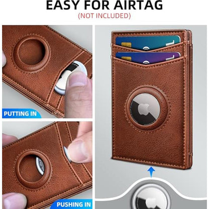 miyozi Airtag Wallet for Men- with Money Clip Gift Boxed – Close-up Detail