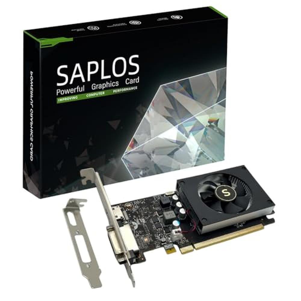 SAPLOS GT 1030 Graphics Card: 4GB GDDR4 64-bit HDMI DVI – Front View