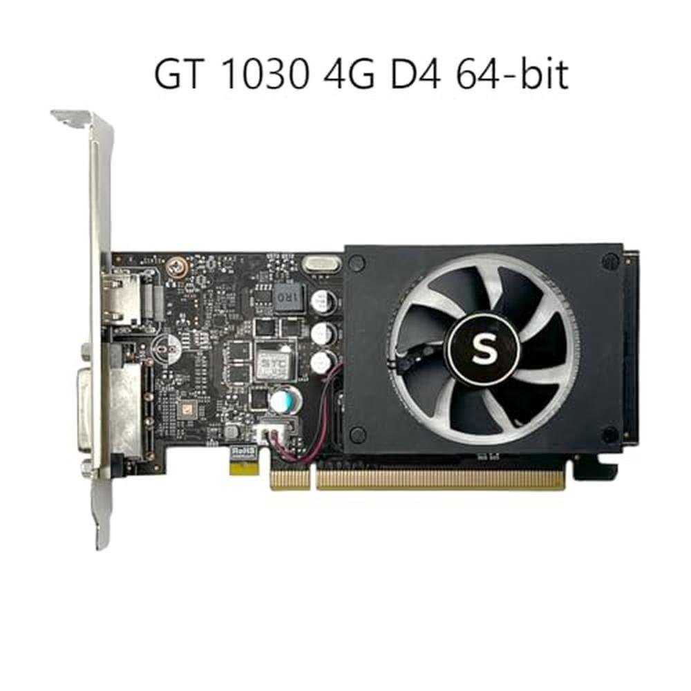 SAPLOS GT 1030 Graphics Card: 4GB GDDR4 64-bit HDMI DVI – Side View