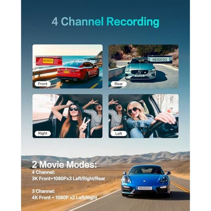 Car Dash Cam: Neideso N700Pro 4-Channel 3K+1080P*3 – Close-up Detail